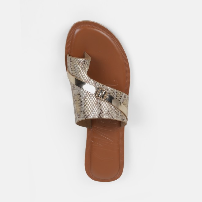 Mochi Women Gold Casual Slip Ons (SKU: 32-1768-15-36)