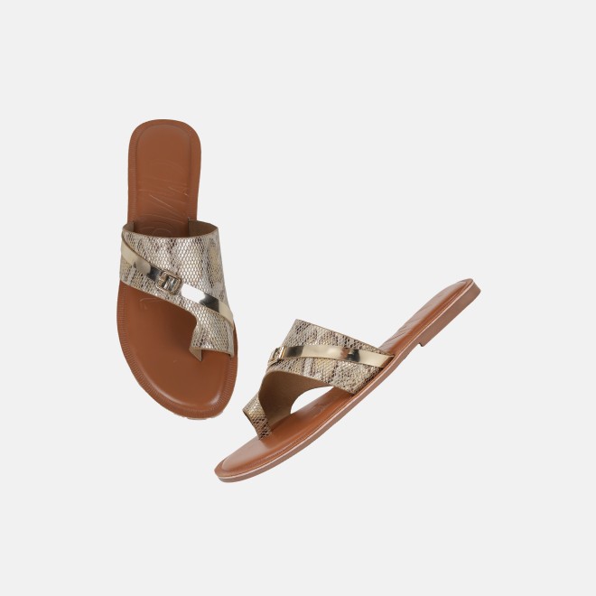 Mochi Women Gold Casual Slip Ons (SKU: 32-1768-15-36)