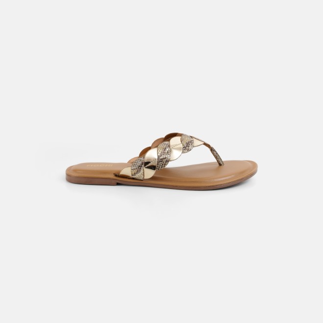 Mochi Women Gold Casual Slippers (SKU: 32-1770-15-36)
