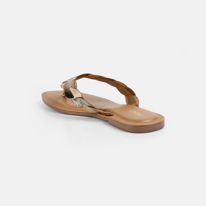 Mochi Women Gold Casual Slippers (SKU: 32-1770-15-36)