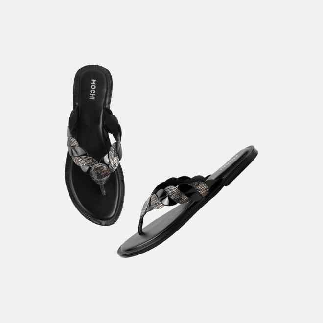 Mochi Women Black Casual Slippers (SKU: 32-1770-11-36)