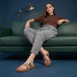 Mochi Women Gold Casual Slippers
