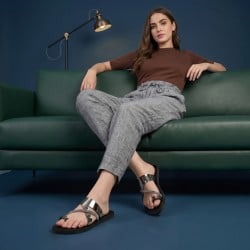 Mochi Women Gun-metal Casual Slippers