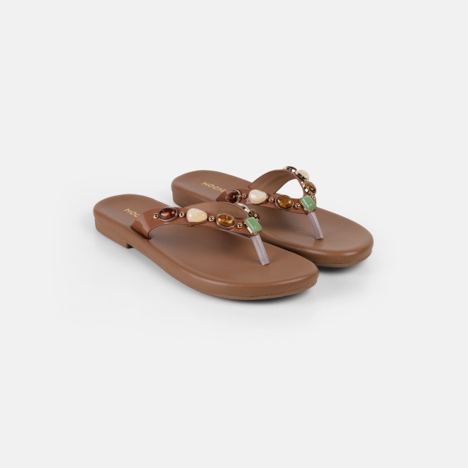 Mochi Women Beige-red Casual Slippers (SKU: 32-1810-89-36)