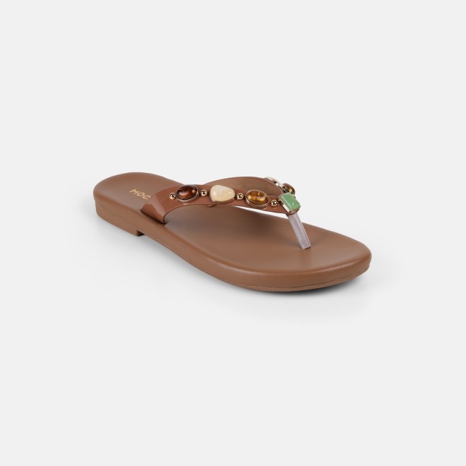 Mochi Women Beige-red Casual Slippers (SKU: 32-1810-89-36)