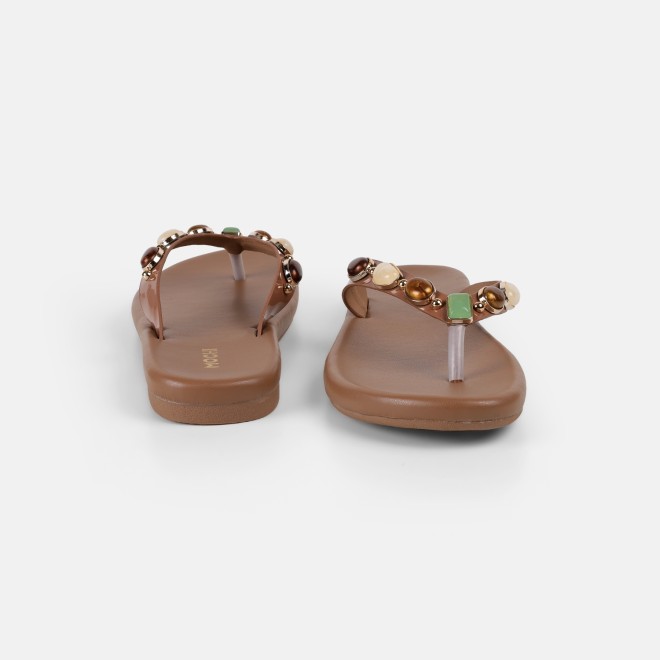 Mochi Women Beige-red Casual Slippers (SKU: 32-1810-89-36)