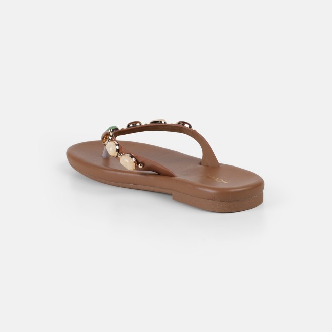 Mochi Women Beige-red Casual Slippers (SKU: 32-1810-89-36)