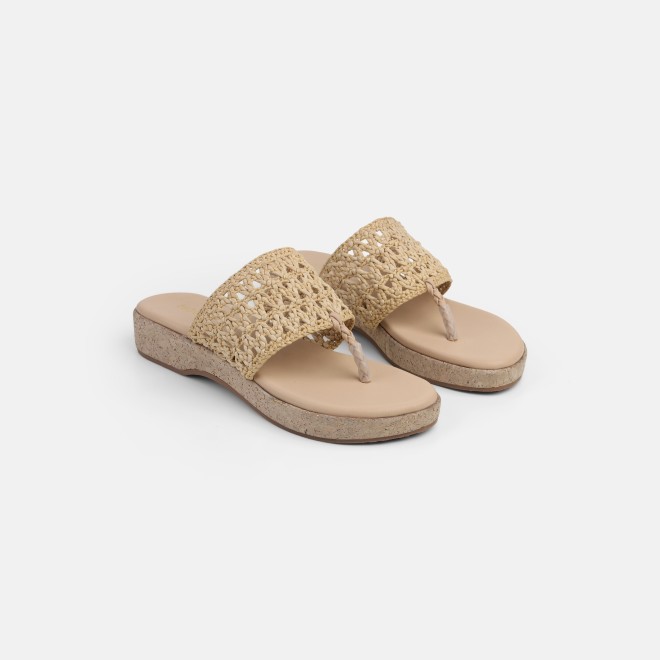 Mochi Women Beige Casual Slippers (SKU: 32-1819-20-36)