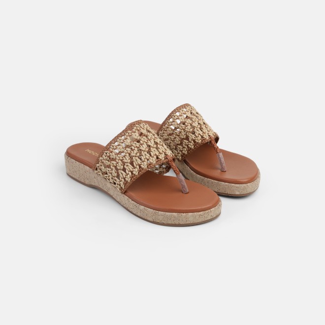 Mochi Women Tan Casual Slippers (SKU: 32-1819-23-36)