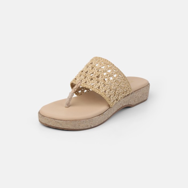 Mochi Women Beige Casual Slippers (SKU: 32-1819-20-36)