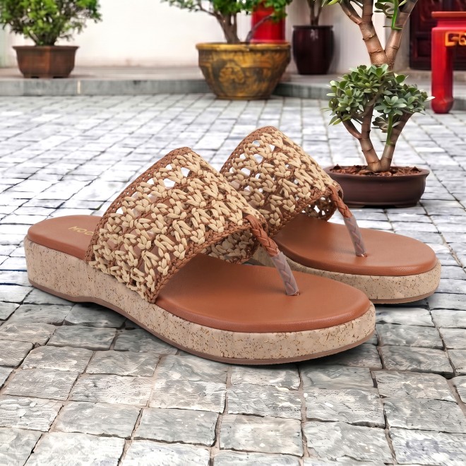 Mochi Women Tan Casual Slippers (SKU: 32-1819-23-36)