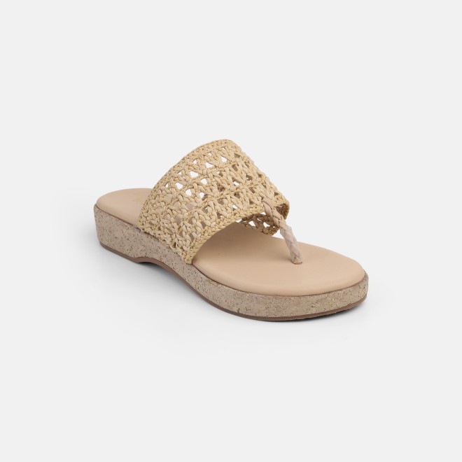 Mochi Women Beige Casual Slippers (SKU: 32-1819-20-36)
