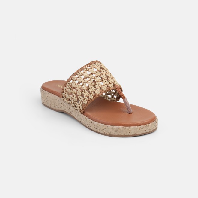 Mochi Women Tan Casual Slippers (SKU: 32-1819-23-36)
