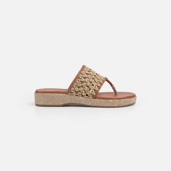 Mochi Women Tan Casual Slippers (SKU: 32-1819-23-36)
