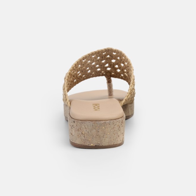Mochi Women Beige Casual Slippers (SKU: 32-1819-20-36)