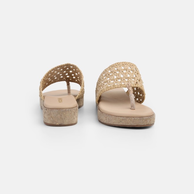 Mochi Women Beige Casual Slippers (SKU: 32-1819-20-36)