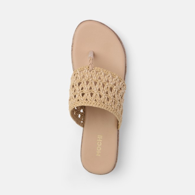 Mochi Women Beige Casual Slippers (SKU: 32-1819-20-36)