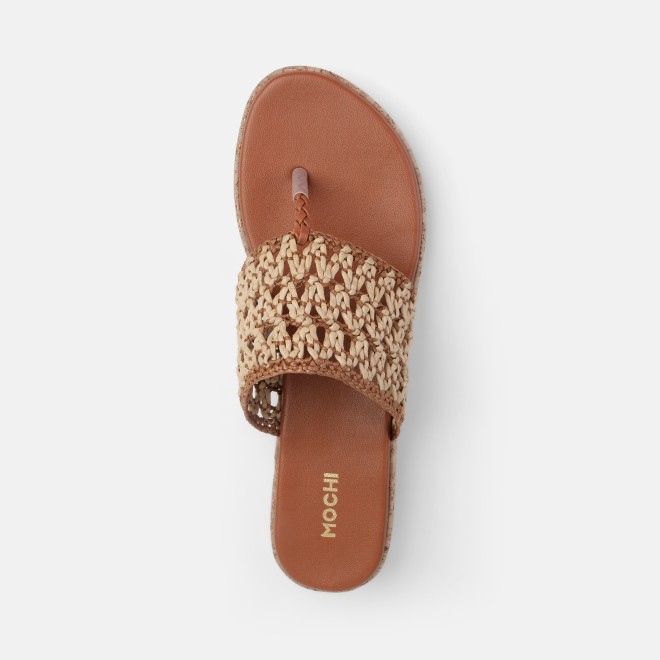 Mochi Women Tan Casual Slippers (SKU: 32-1819-23-36)