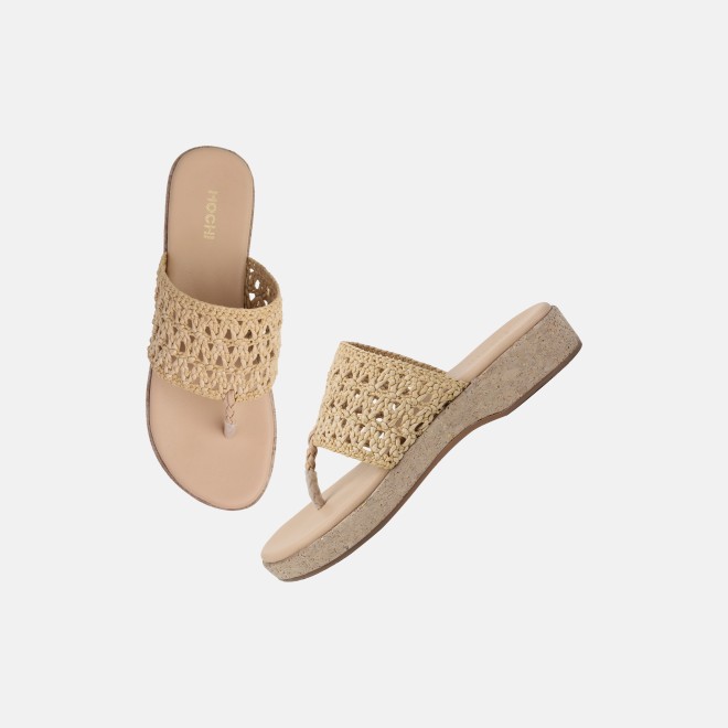 Mochi Women Beige Casual Slippers (SKU: 32-1819-20-36)