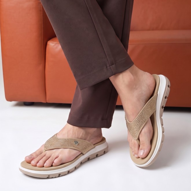 Mochi Women Beige Casual Slippers (SKU: 32-1855-20-36)