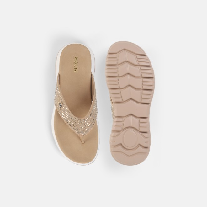 Mochi Women Beige Casual Slippers (SKU: 32-1855-20-36)