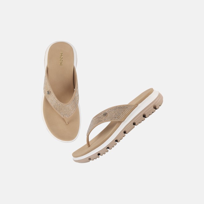 Mochi Women Beige Casual Slippers (SKU: 32-1855-20-36)