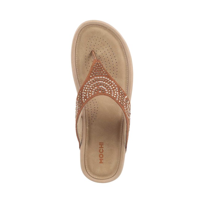 Mochi Women Tan Casual Slippers (SKU: 32-21-23-36)