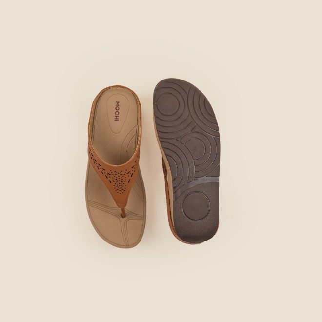 Mochi Women Tan Casual Slippers (SKU: 32-24-23-37)