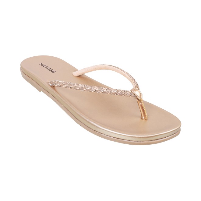 Mochi Women Gold Casual Slippers (SKU: 32-302-15-36)
