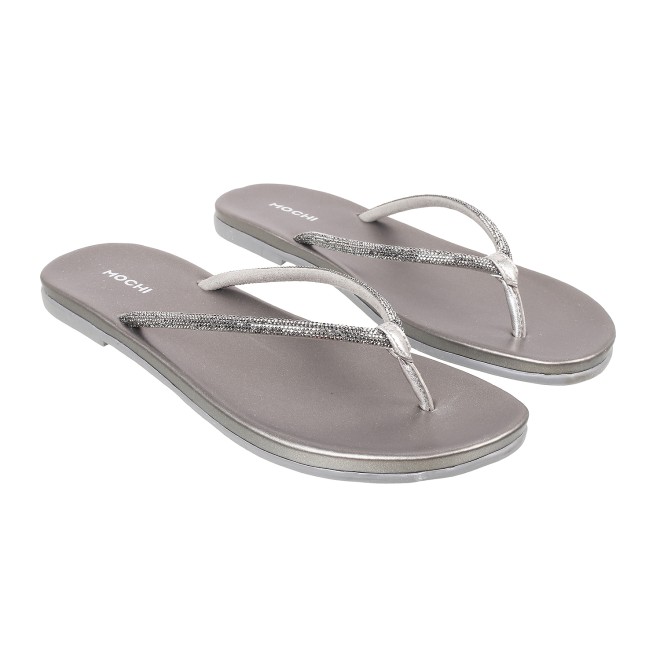 Mochi Women Gun-metal Casual Slippers (SKU: 32-302L-29-42)