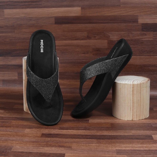 Mochi Women Gun-Metal Casual Slippers