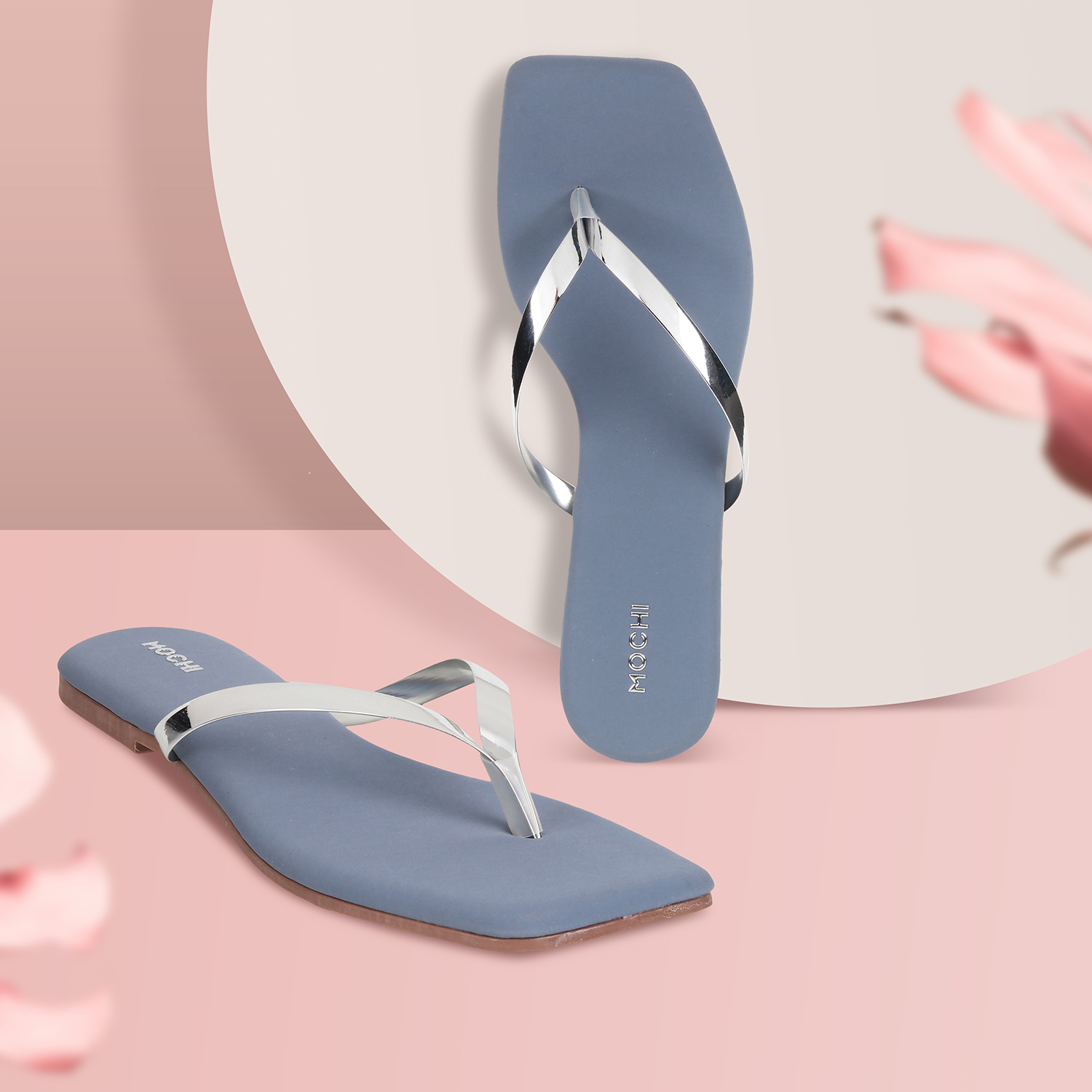 Mochi Women Silver Casual Slippers