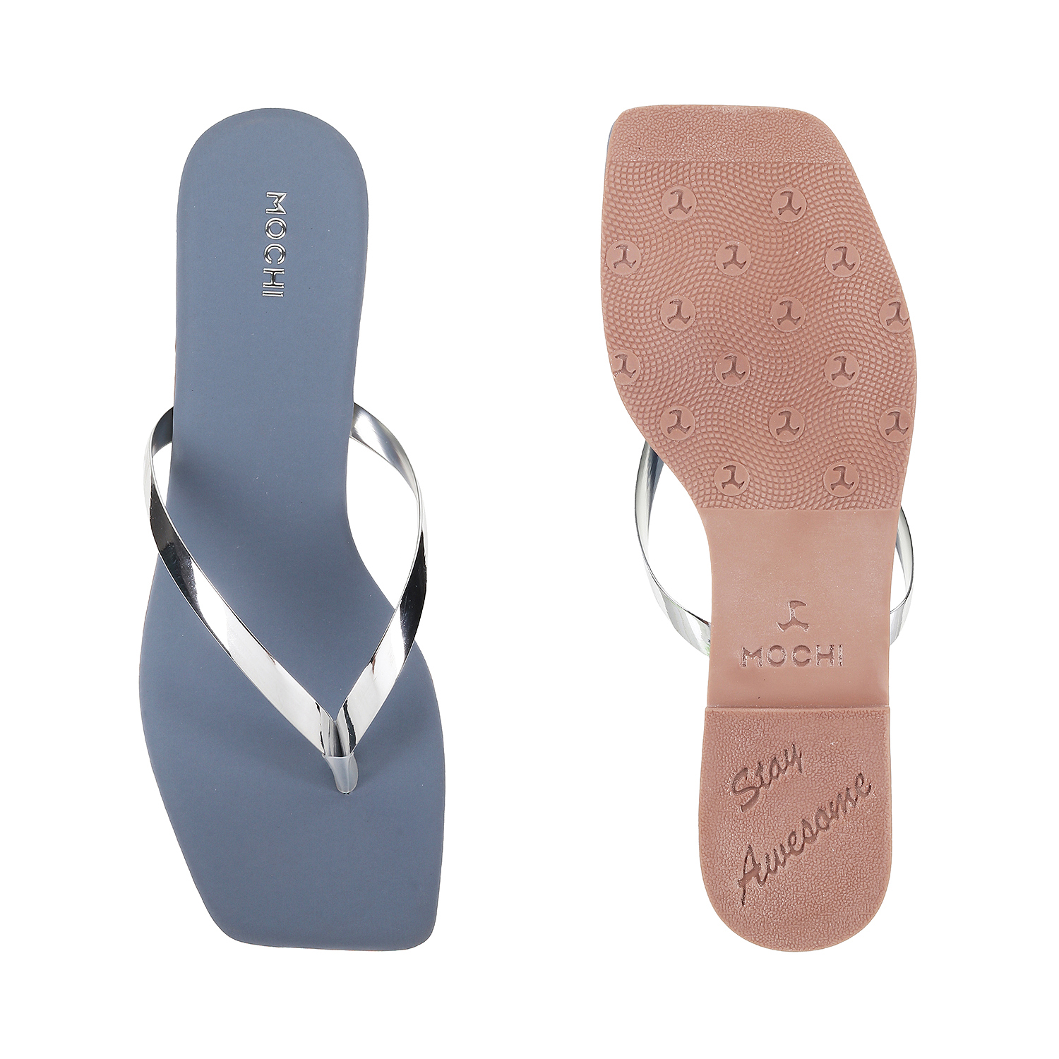 Mochi Women Silver Casual Slippers (SKU: 32-425-27-37)