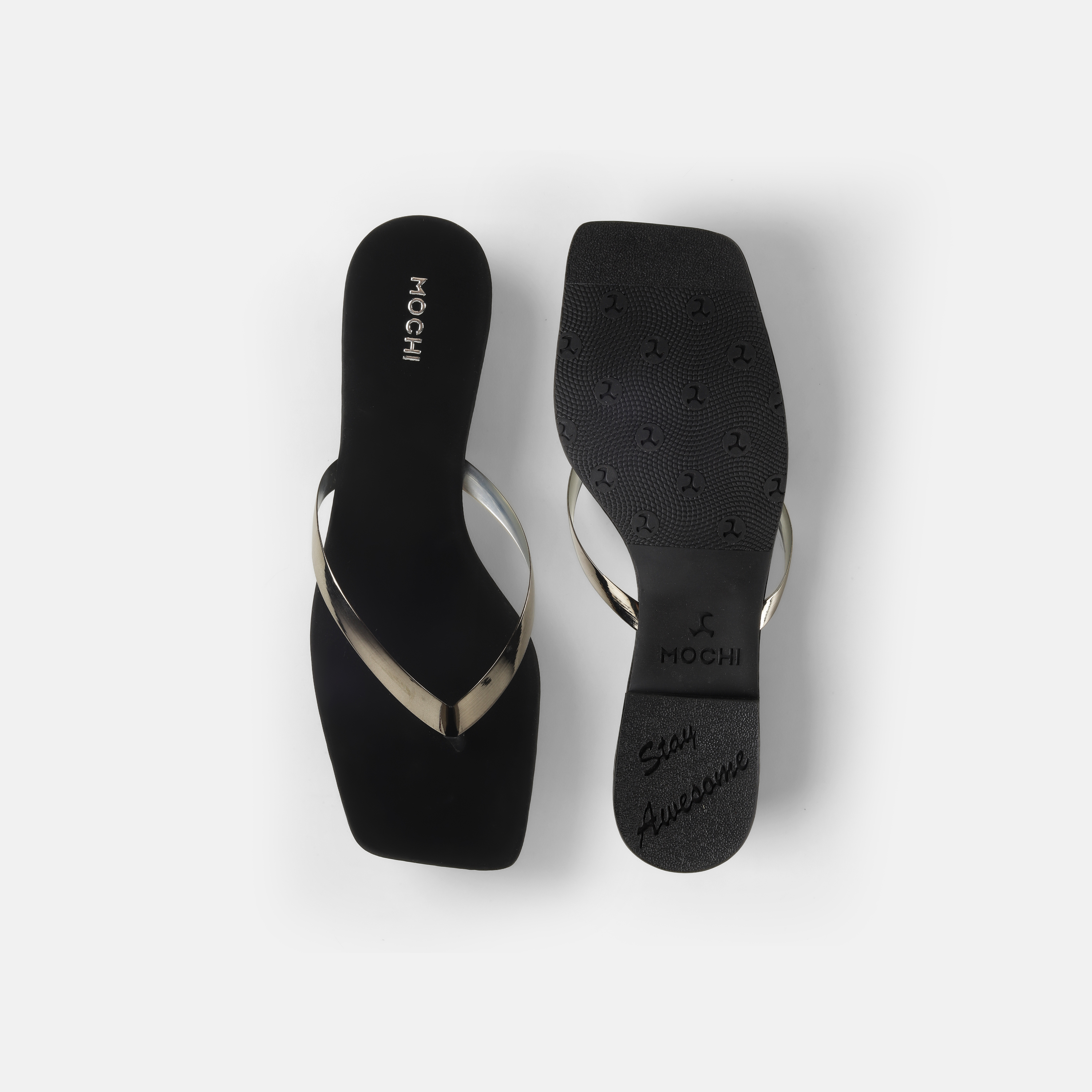 Mochi Women Gun-Metal Casual Slippers (SKU: 32-425-29-36)