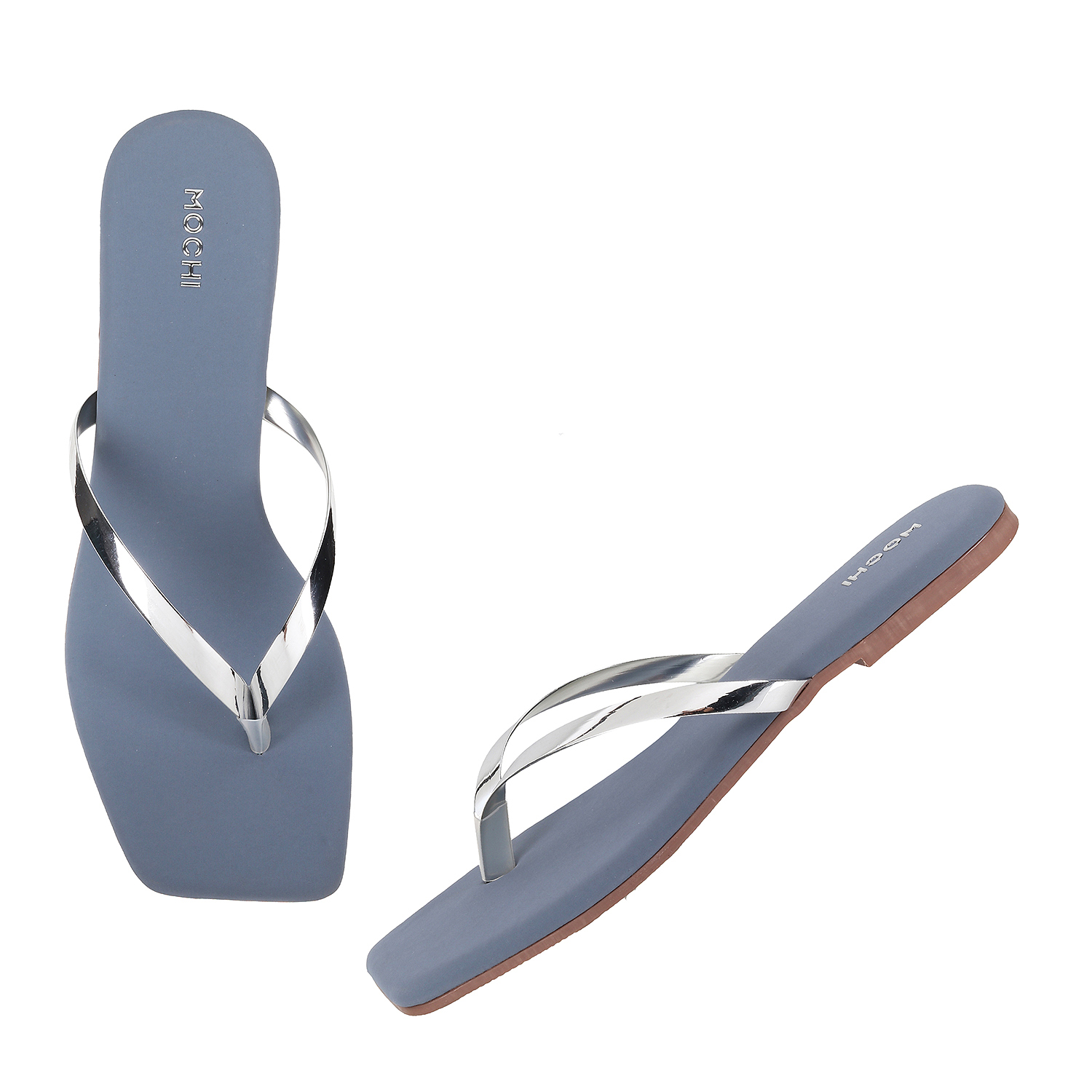 Mochi Women Silver Casual Slippers (SKU: 32-425-27-37)