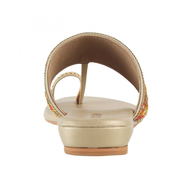 Mochi Women Gold Ethnic Slippers (SKU: 32-459-15-36)