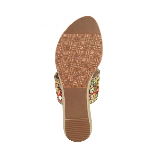 Mochi Women Gold Ethnic Slippers (SKU: 32-459-15-36)