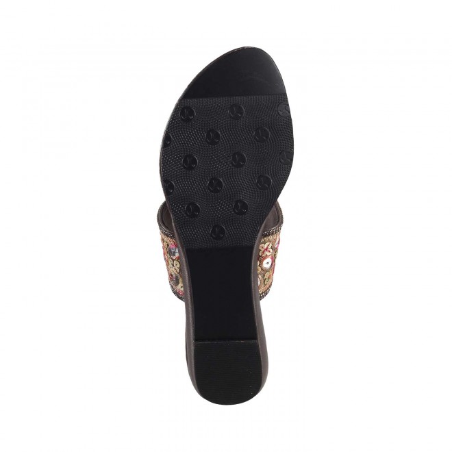 Mochi Women Gun-Metal Ethnic Slippers (SKU: 32-459-29-36)