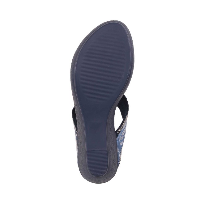 Mochi Women Blue Ethnic Slip Ons (SKU: 32-483-45-40)