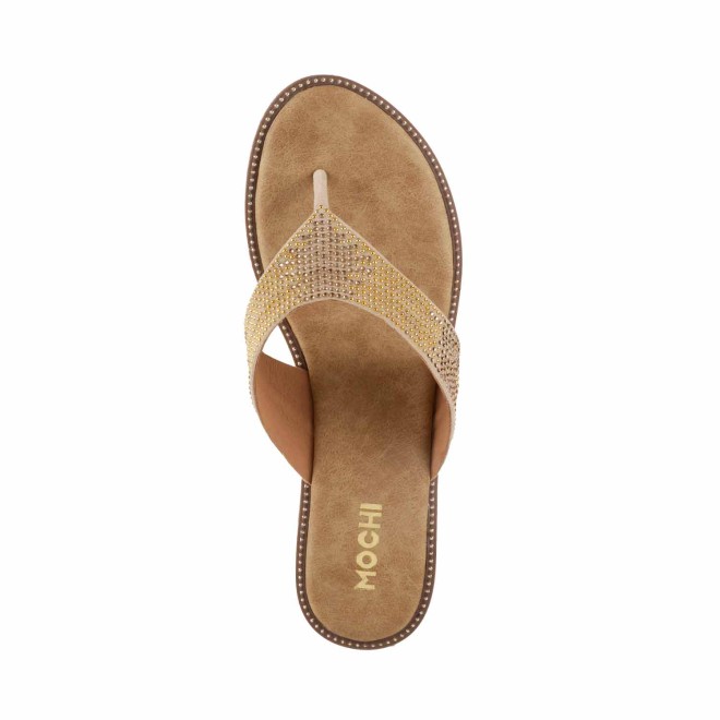 Mochi Women Beige Casual Slippers (SKU: 32-503-20-36)