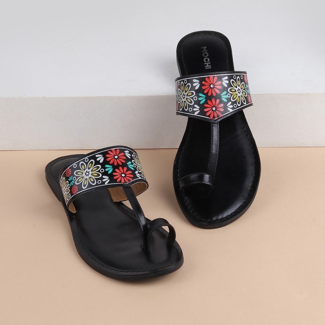 Women Black Ethnic Slip Ons