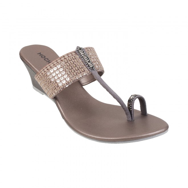 Mochi Women Gun-Metal Ethnic Sandals (SKU: 32-574-29-36)