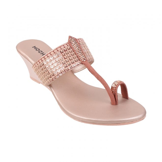 Mochi Women Rose-Gold Ethnic Sandals (SKU: 32-574-52-36)