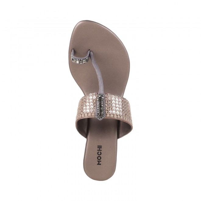 Mochi Women Gun-Metal Ethnic Sandals (SKU: 32-574-29-36)