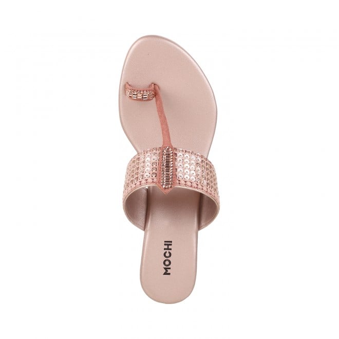 Mochi Women Rose-Gold Ethnic Sandals (SKU: 32-574-52-36)