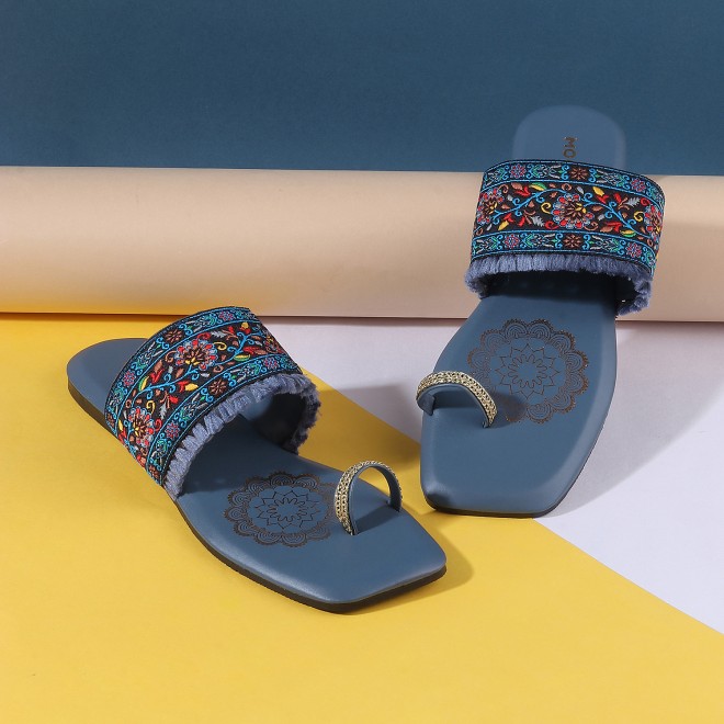 Mochi Women Blue Casual Slip Ons