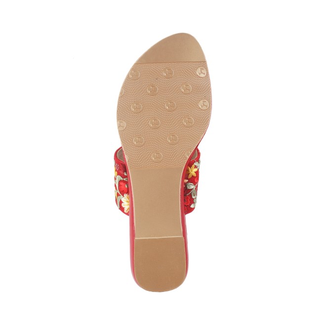 Mochi Women Red Ethnic Slip Ons (SKU: 32-587-18-36)