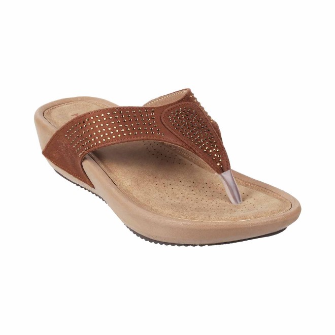 Mochi Women Tan Casual Slippers (SKU: 32-632-23-36)
