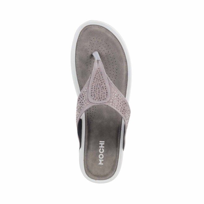 Mochi Women Grey Casual Slippers (SKU: 32-632-14-36)