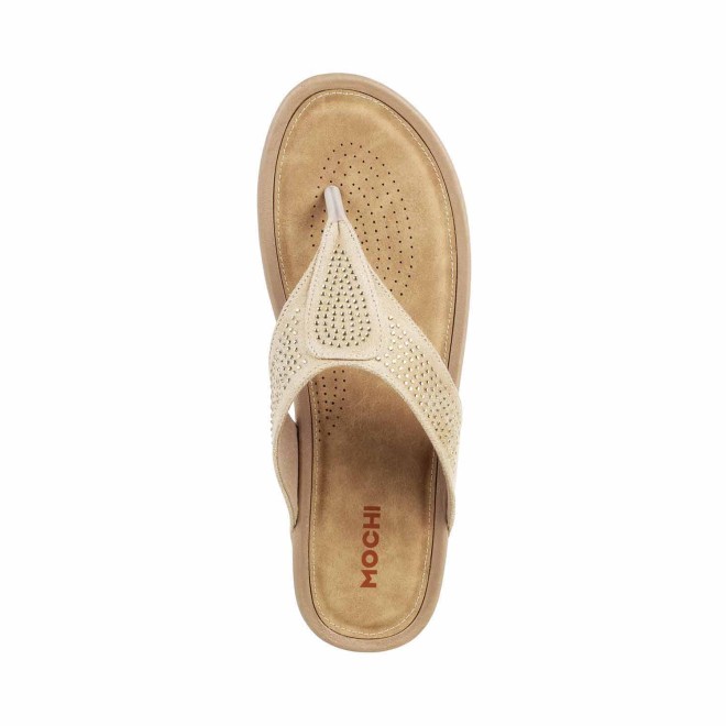 Mochi Women Beige Casual Slippers (SKU: 32-632-20-36)